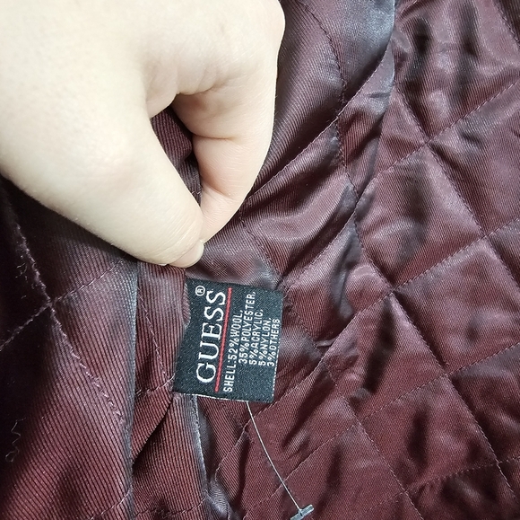 Guess Solid Black Wool Double Breasted Peacoat - Picture 3 of 4